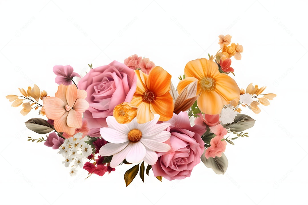 Linda buquê de flores sobre fundo isolado