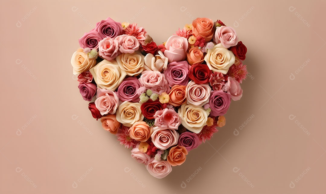 Linda flores em formato de coração sobre fundo isolado