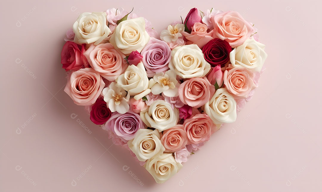 Linda flores em formato de coração sobre fundo isolado