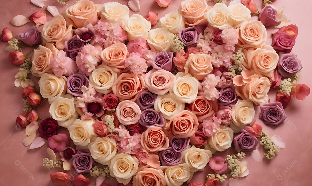 Linda flores em formato de coração sobre fundo isolado