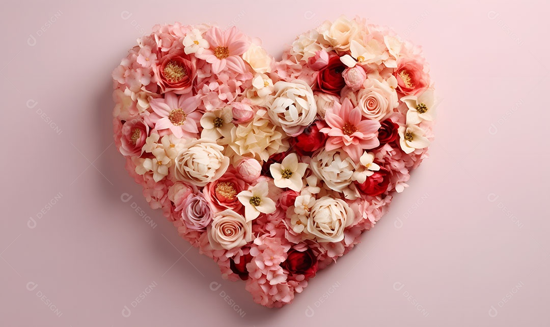 Linda flores em formato de coração sobre fundo isolado