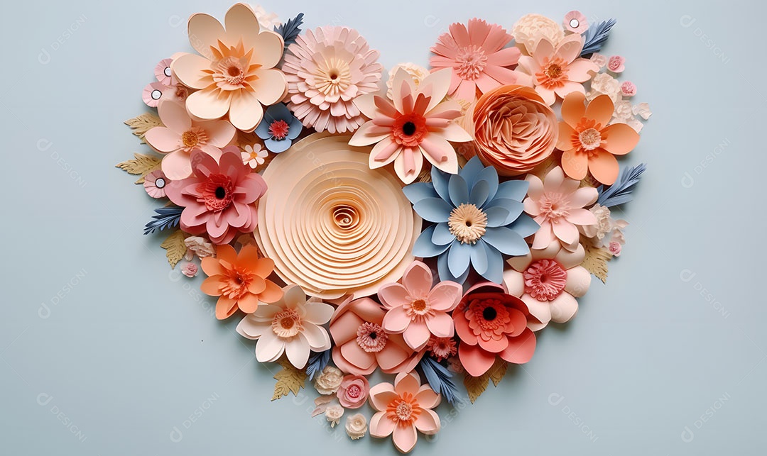 Linda flores em formato de coração sobre fundo isolado