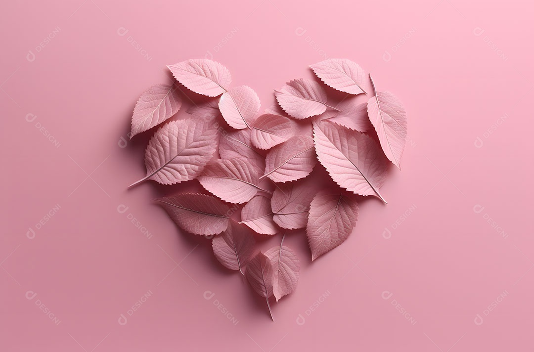 Folhas em formato de coração sobre fundo isolado