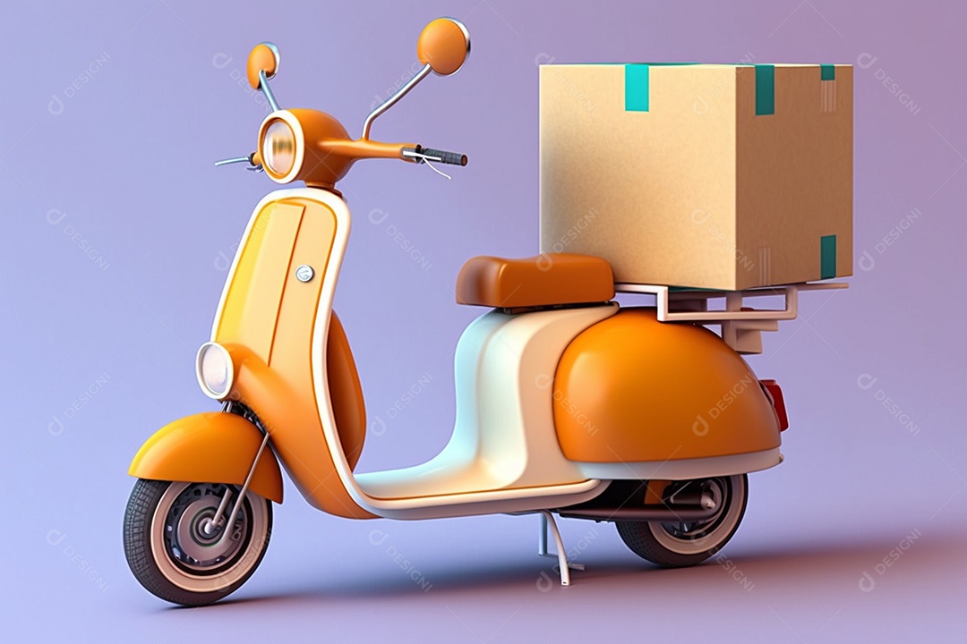 Lambreta de entrega colorida com caixas