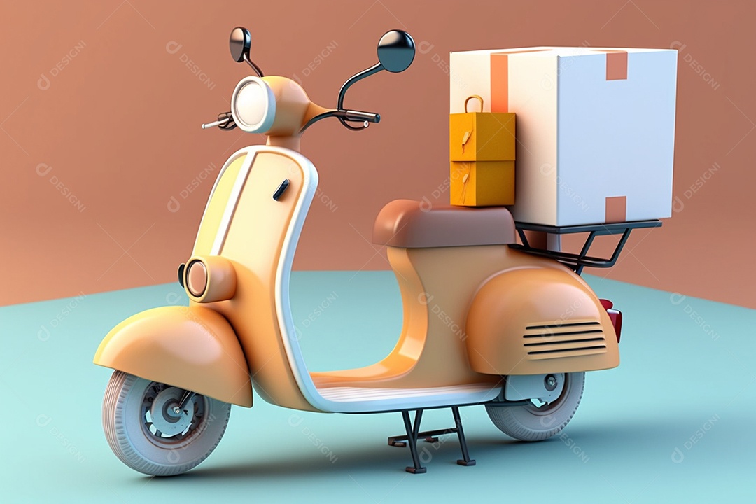 Lambreta de entrega colorida com caixas