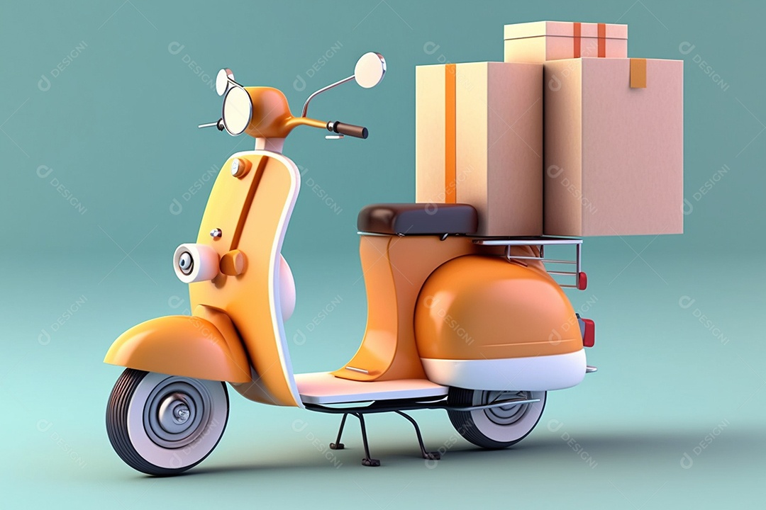 Lambreta de entrega com caixas