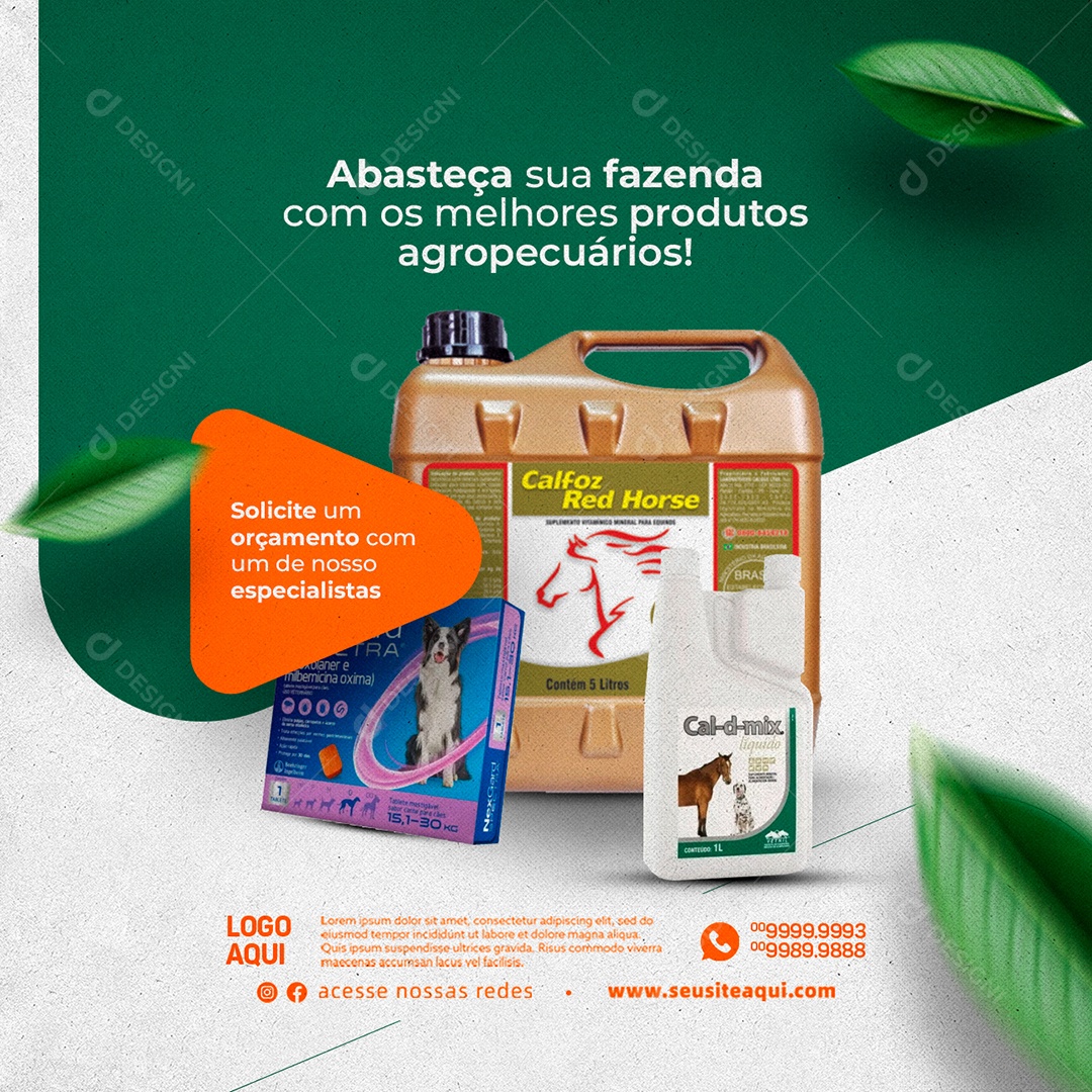 Abasteça Sua Fazenda Com Os Melhores Produtos Agropecuários Social Media PSD Editável