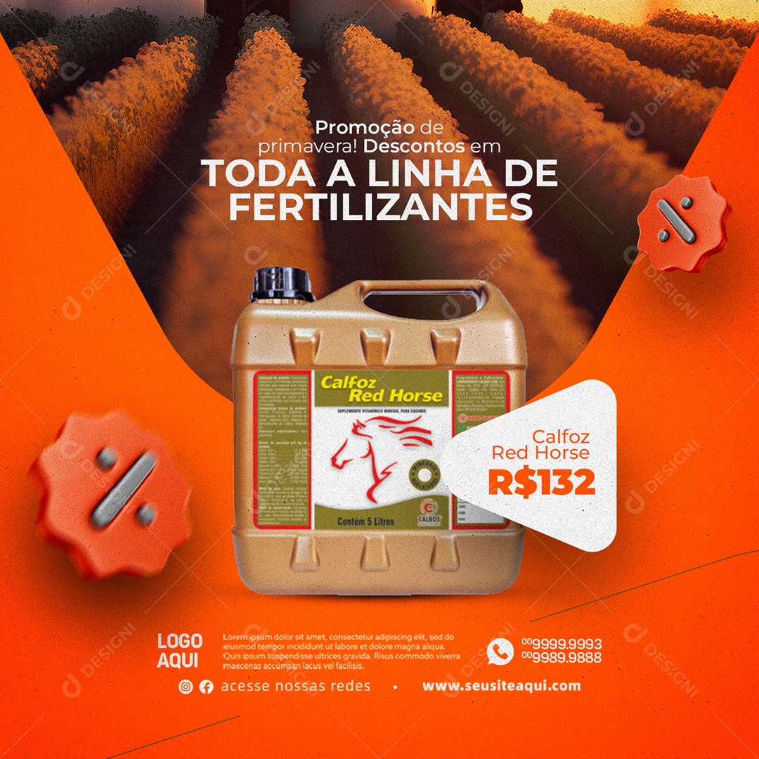 Promoção De Primavera Descontos Em Toda A Linha Produtos Agropecuários Social Media PSD Editável