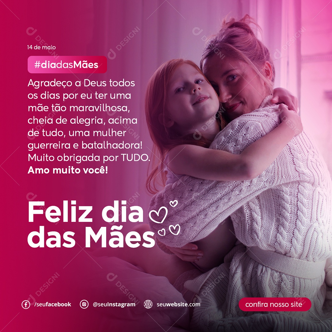 Feliz Dia Das Mães 14 de Maio Social Media PSD Editável