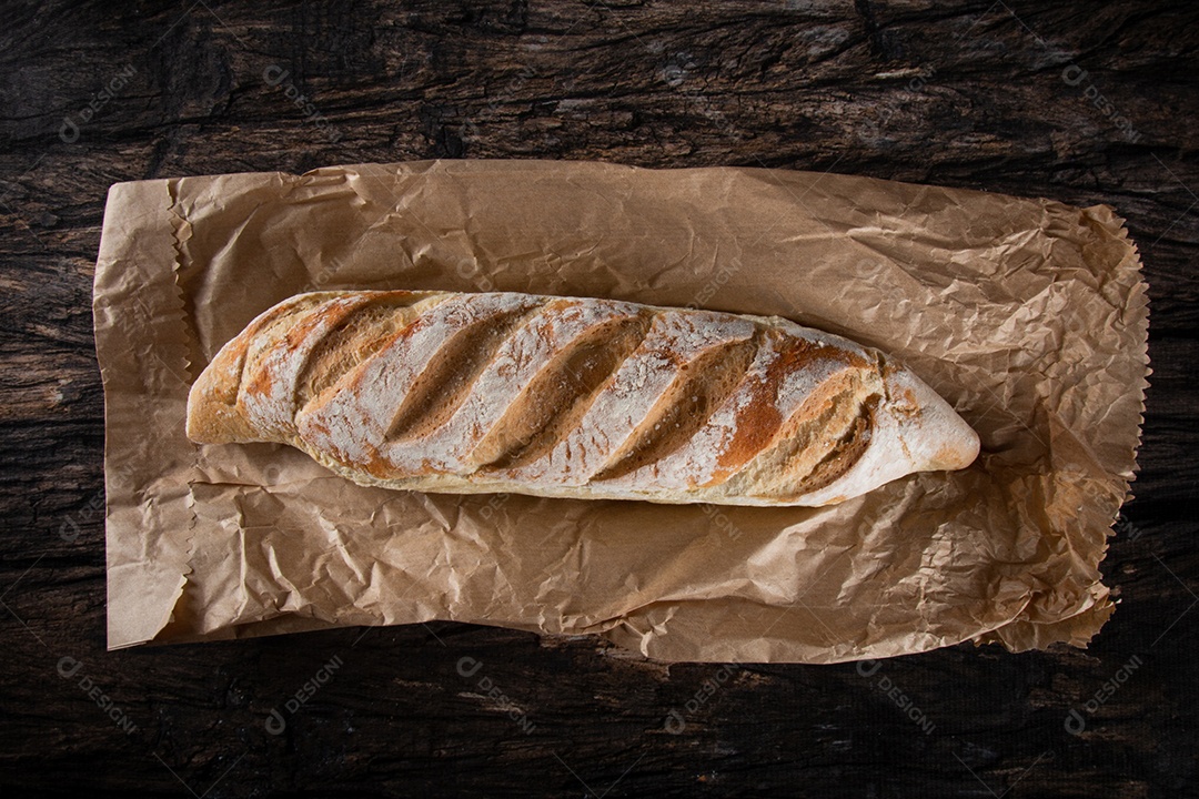 Textura rústica de pão de fermento caseiro fresco