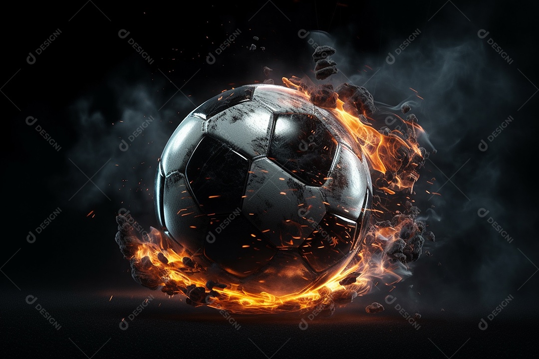 Linda bola mecânica futurista de futebol IA