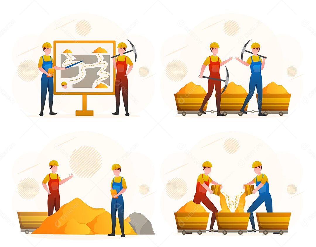 Desenho De Mineração Extração Ilustração Vetorial EPS