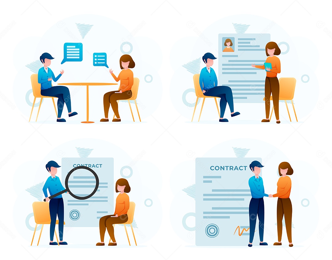 Desenho De Empresários Assinaram Acordo De Contrato Ilustração Vetorial EPS