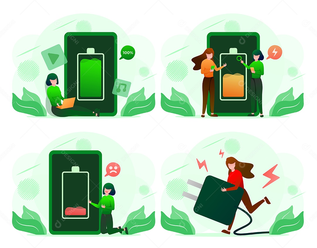 Desenho De Bateria Acabando Ilustração Vetorial EPS