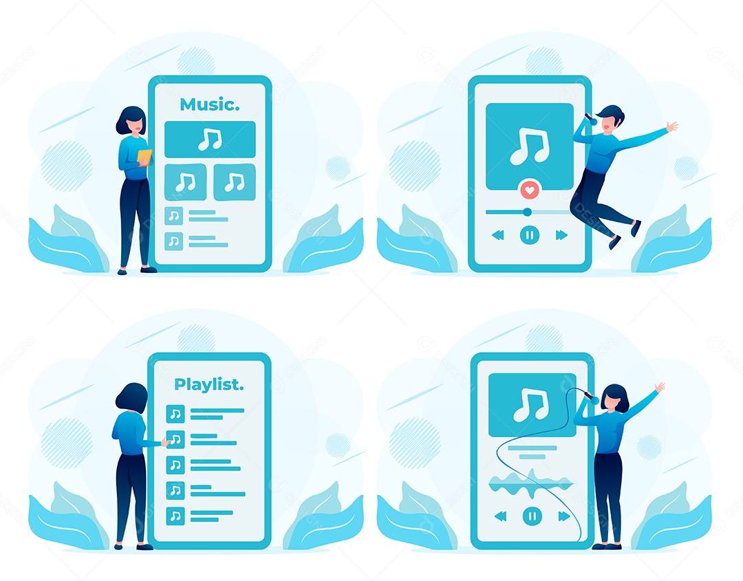 Desenho De Conceito De Vaporização De Música. Ilustração Vetorial EPS