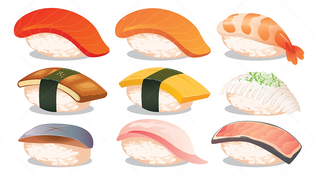 Desenho De Sushi Ilustração Vetorial EPS