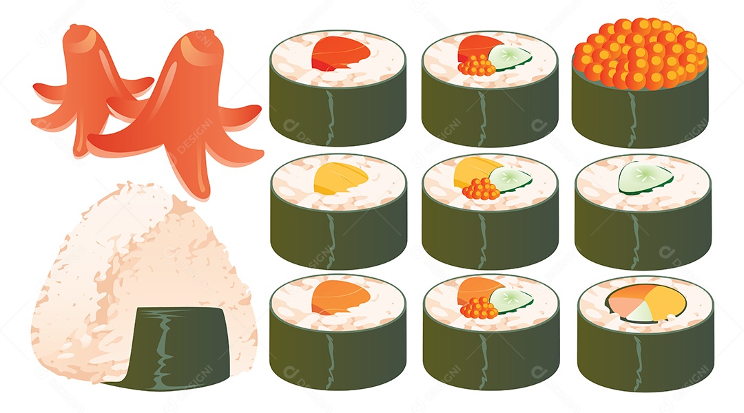 Desenho De Sushi Ilustração Vetorial EPS