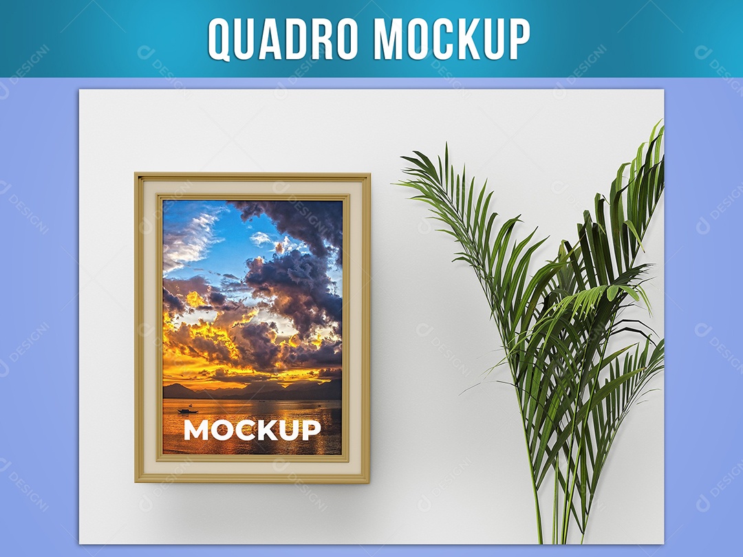 Mockup Quadro Sobre Parede Branca PSD Editável