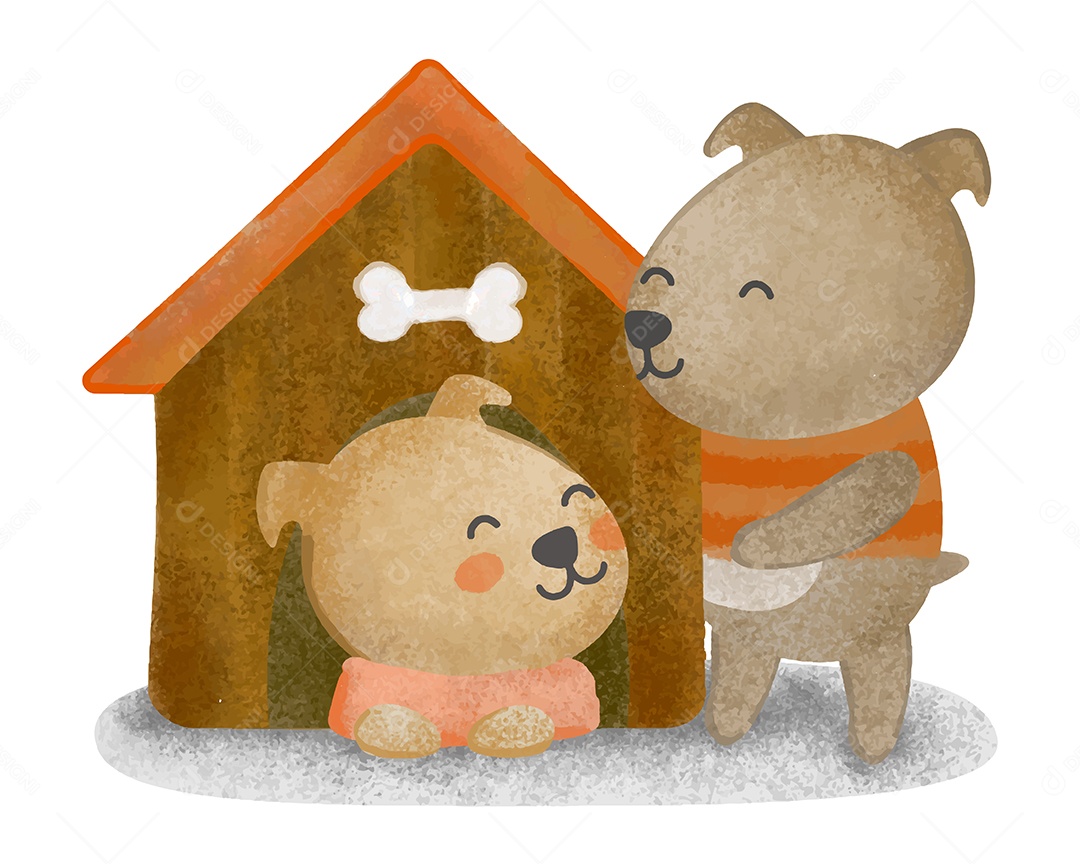 Desenho Vetorial De Cães Fofos Vetor EPS