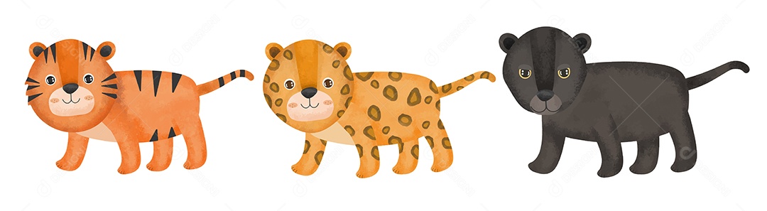 Desenho Vetorial De Animais Selvagens Vetor EPS