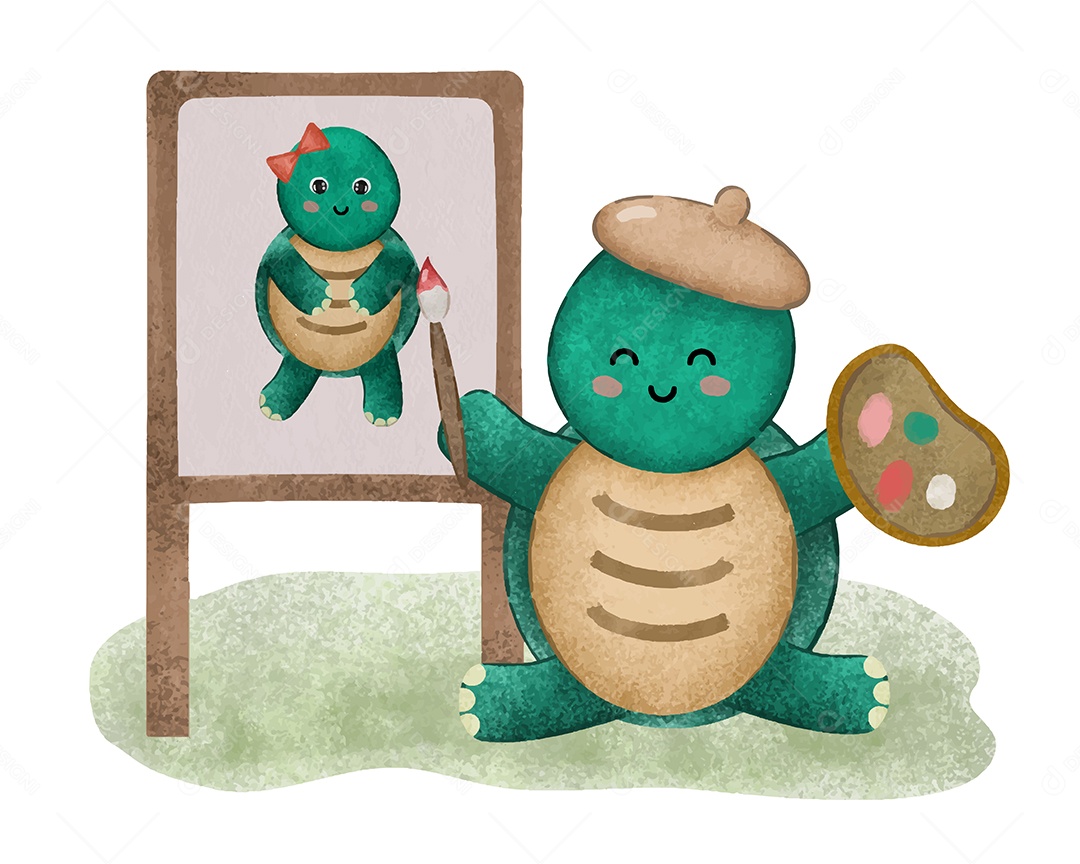 Desenho Vetorial De Tartaruga Pintora Vetor EPS