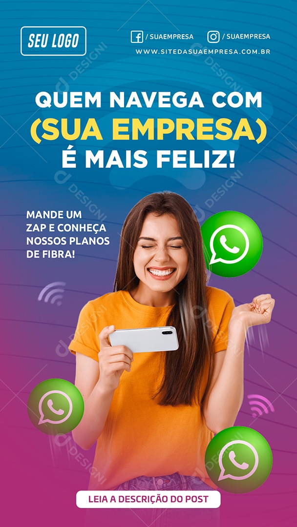 Story Quem Navega é Mais Feliz Social Media PSD Editável