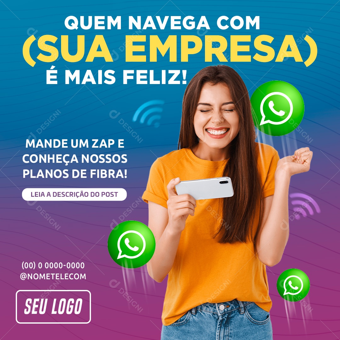 Quem Navega é Mais Feliz Social Media PSD Editável