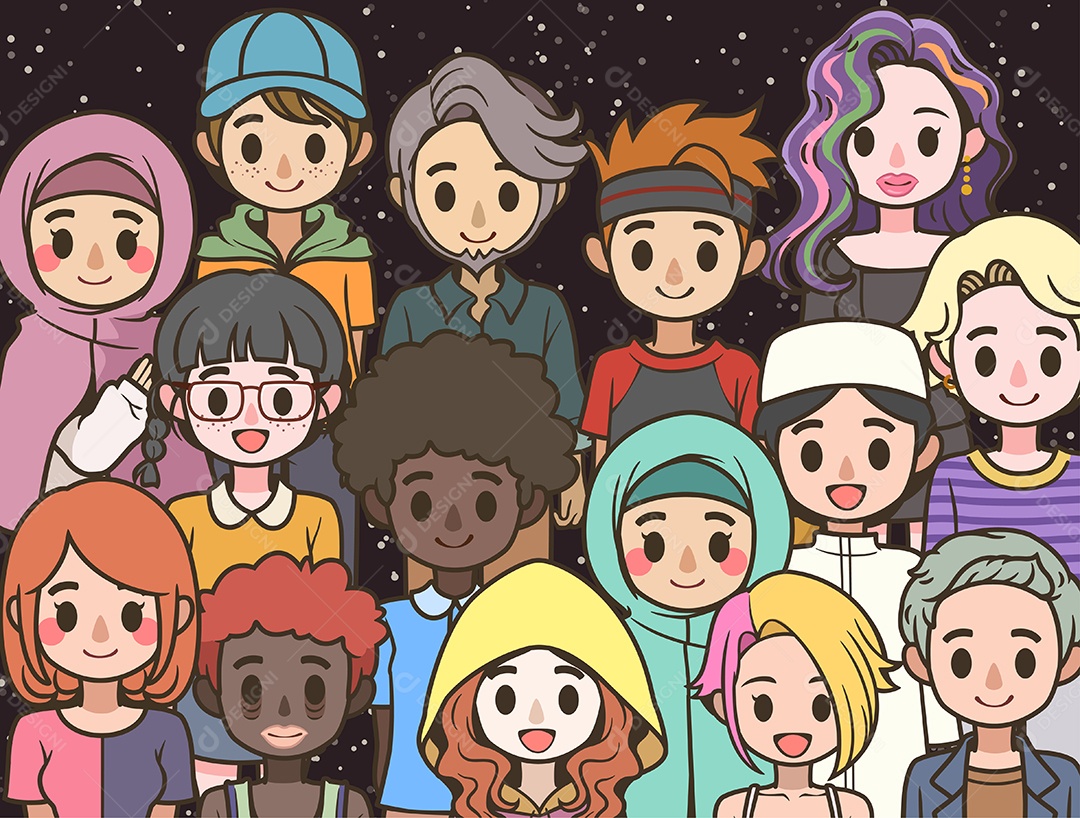 Desenho De Conceito De Igualdade Racial e Anti-Racismo Vetor EPS