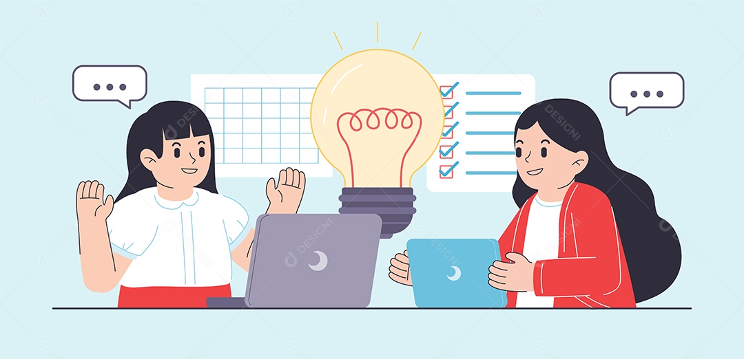 Desenho Reunião Da Jovem Empresária Para Debater Uma Boa Ideia Vetor EPS