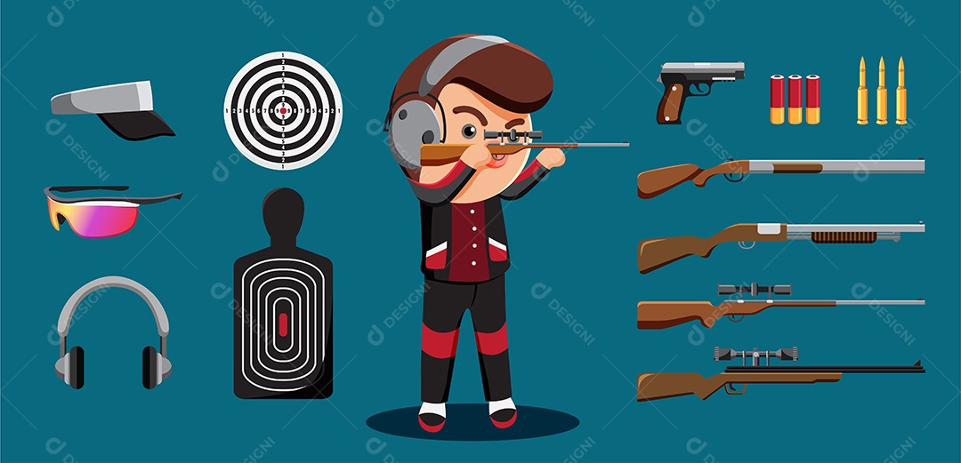Desenho Vetorial De Atleta Atirador Profissional Vetor EPS