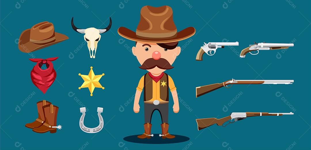 Desenho Vetorial De Xerife Profissional Vetor EPS