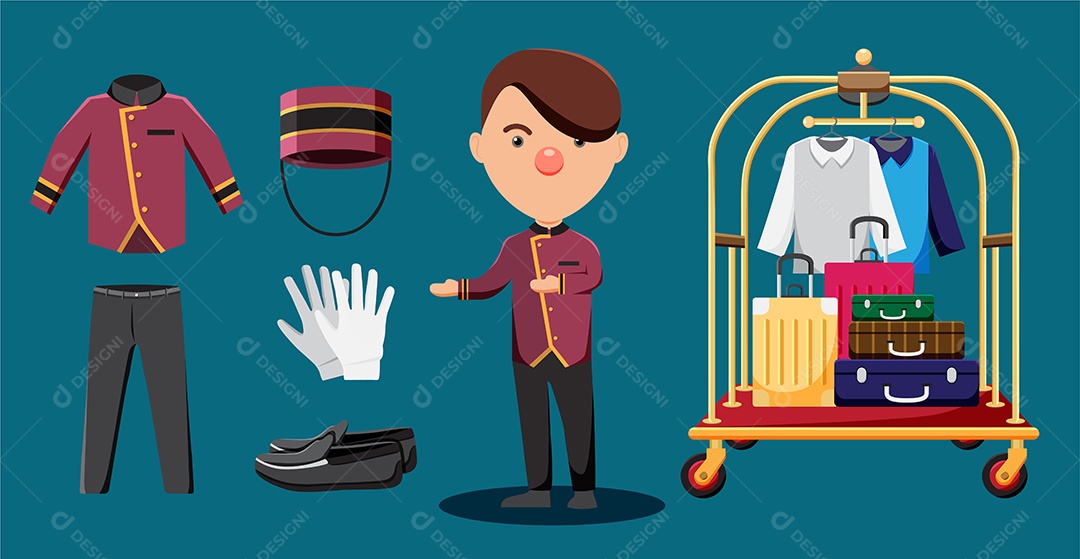 Desenho Vetorial De Porteiro Profissional Vetor EPS