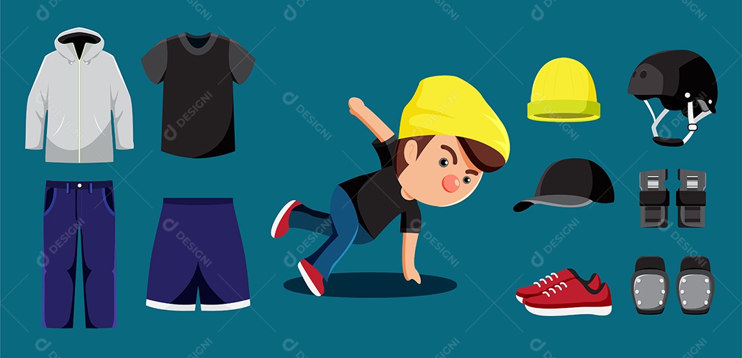 Desenho Vetorial B Boy  Profissional Vetor EPS