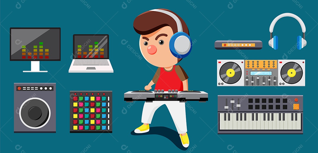Desenho Vetorial DJ Profissional Vetor EPS