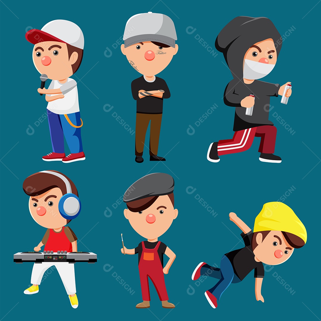 Desenho Vetorial De 6 Personagens Profissionais Vetor EPS