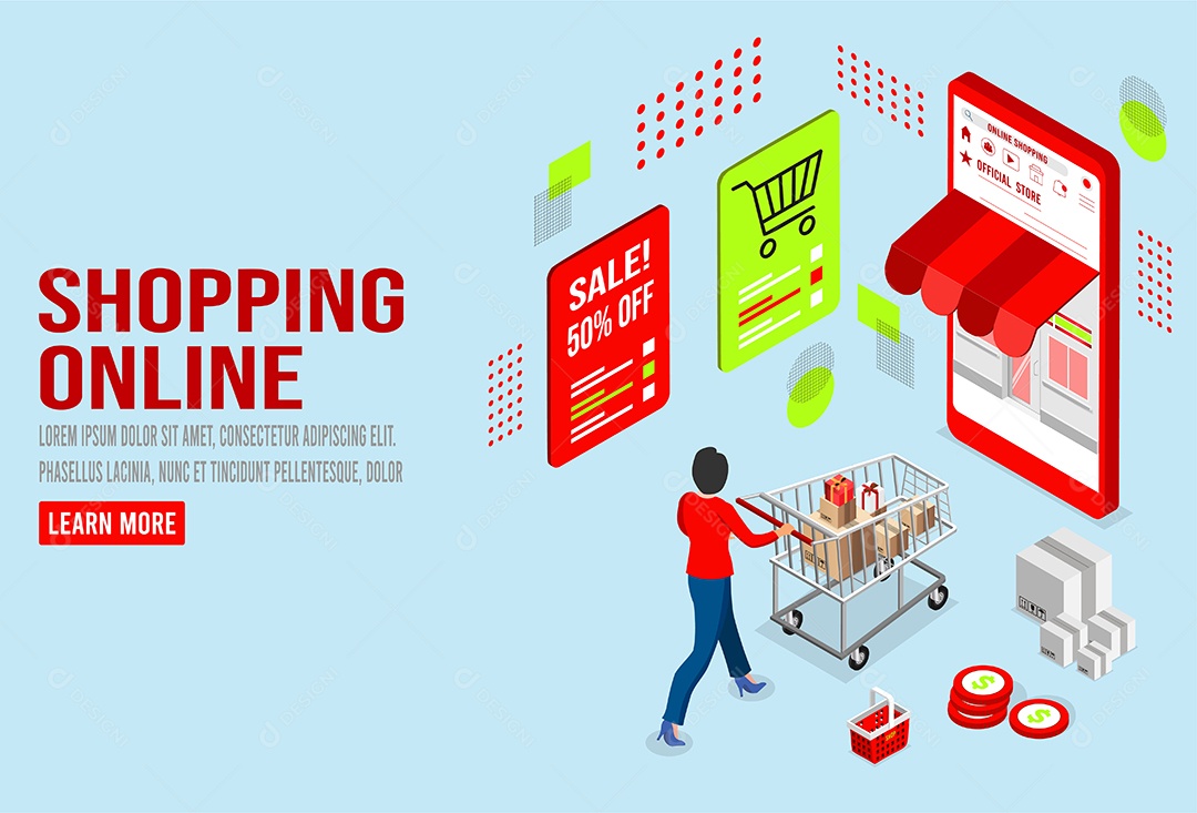 Desenho De Compras Online Vetor EPS