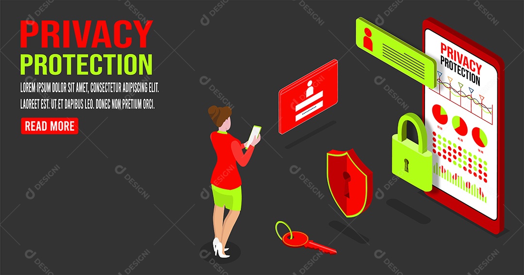 Desenho De Segurança De Privacidade Vetor EPS