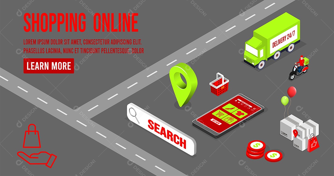 Desenho De Shopping Online Vetor EPS