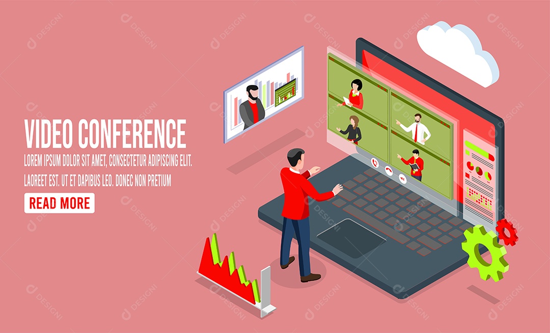 Desenho De Vídeo Conferência Vetor EPS