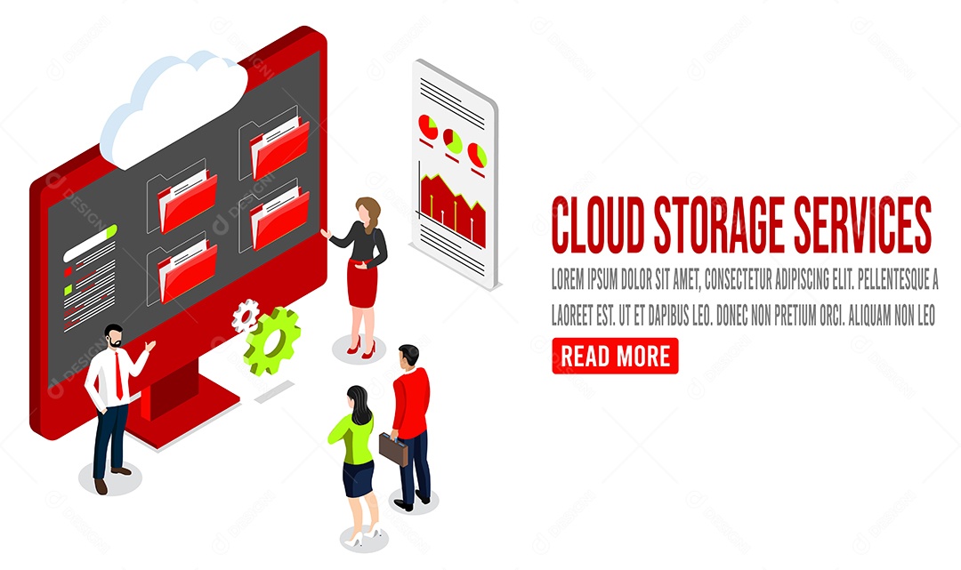 Desenho De  Serviços De Armazenamento Em Nuvem Vetor EPS