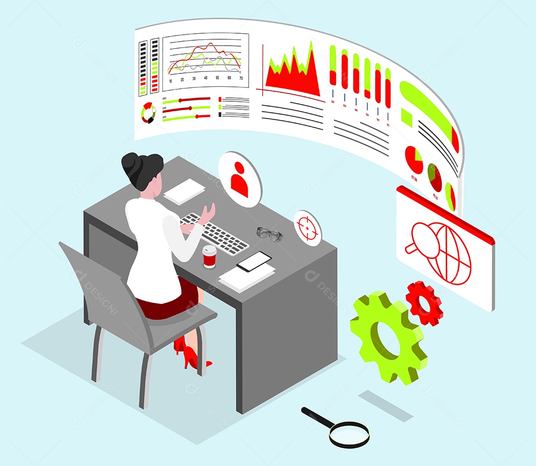 Desenho De Análise De Negócios Com Banco De Dados Vetor EPS