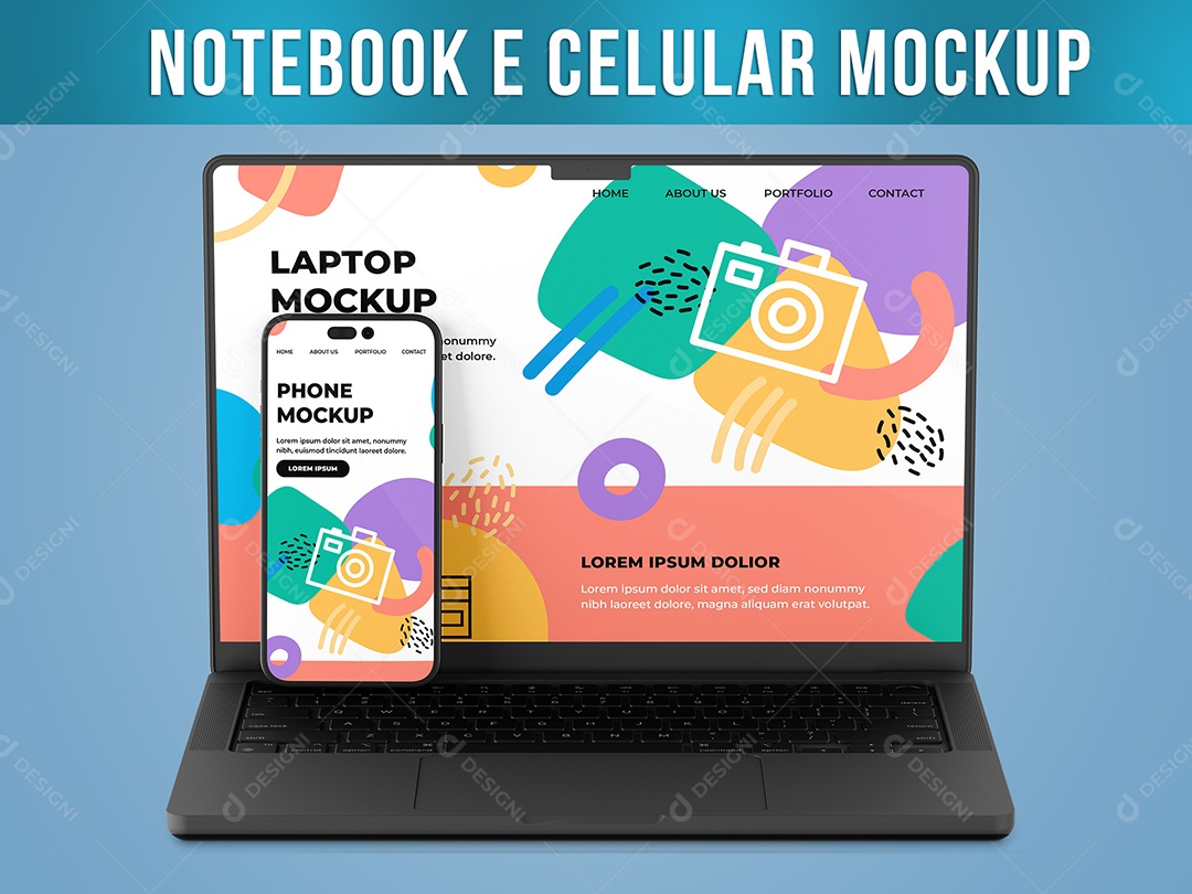 Mockup Celular Notebook Laptop Macbook PSD Editável