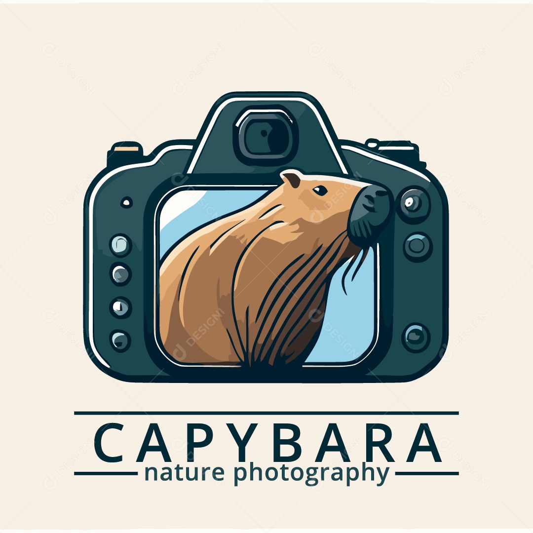 Desenho De Uma Foto De Uma Capivara Ilustração Vetorial EPS