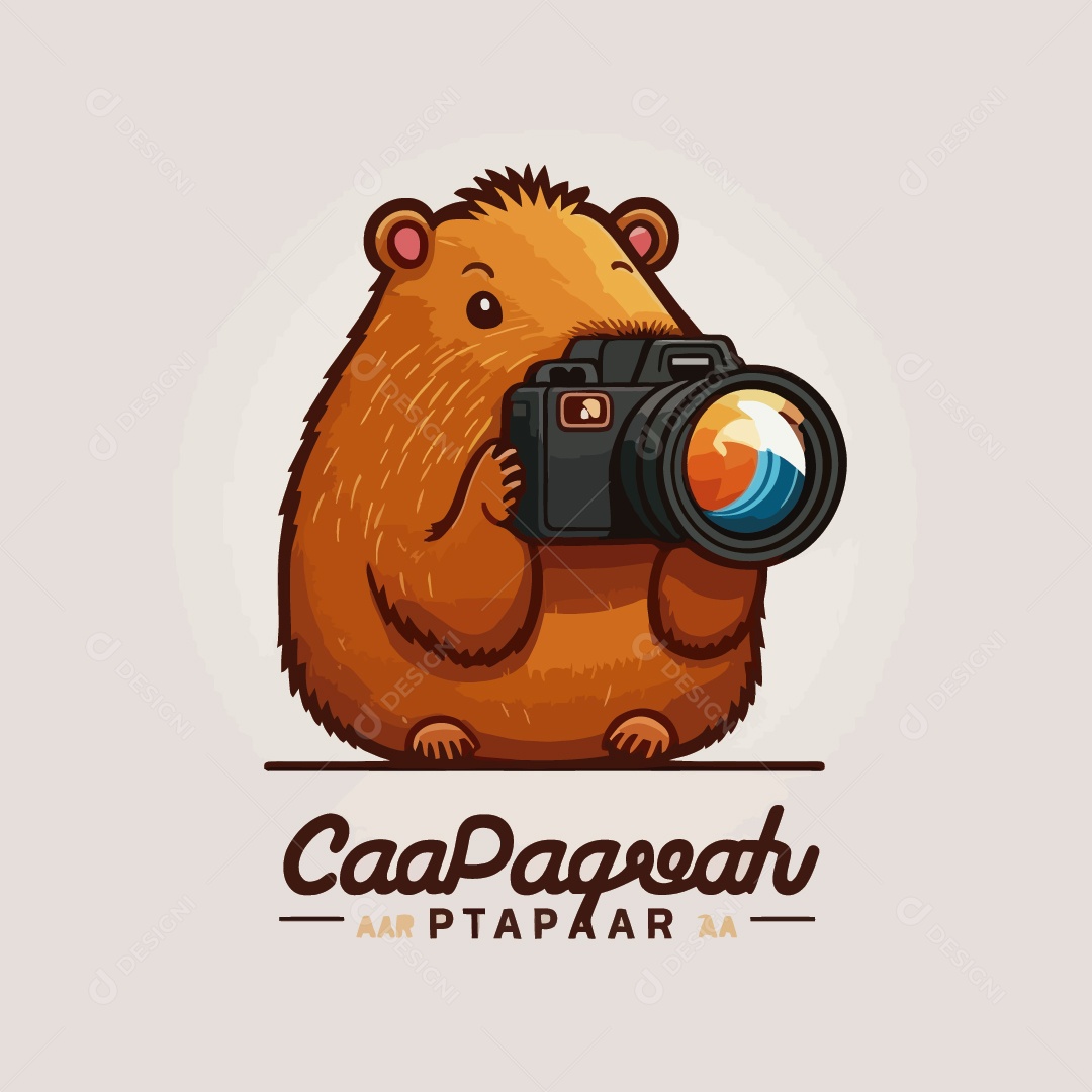 Desenho De Uma Capivara Com Uma Câmera  Ilustração Vetorial EPS