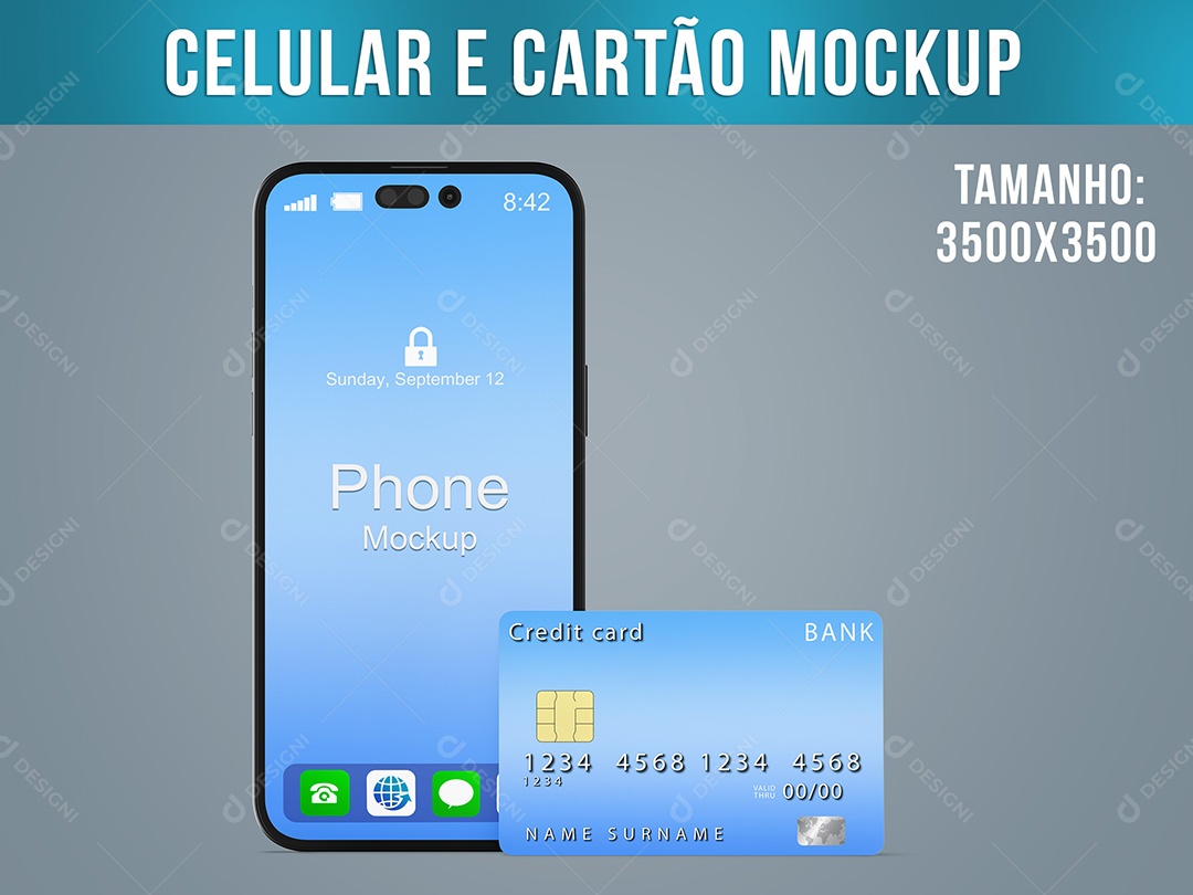 Mockup Celular Cartão PSD Editável