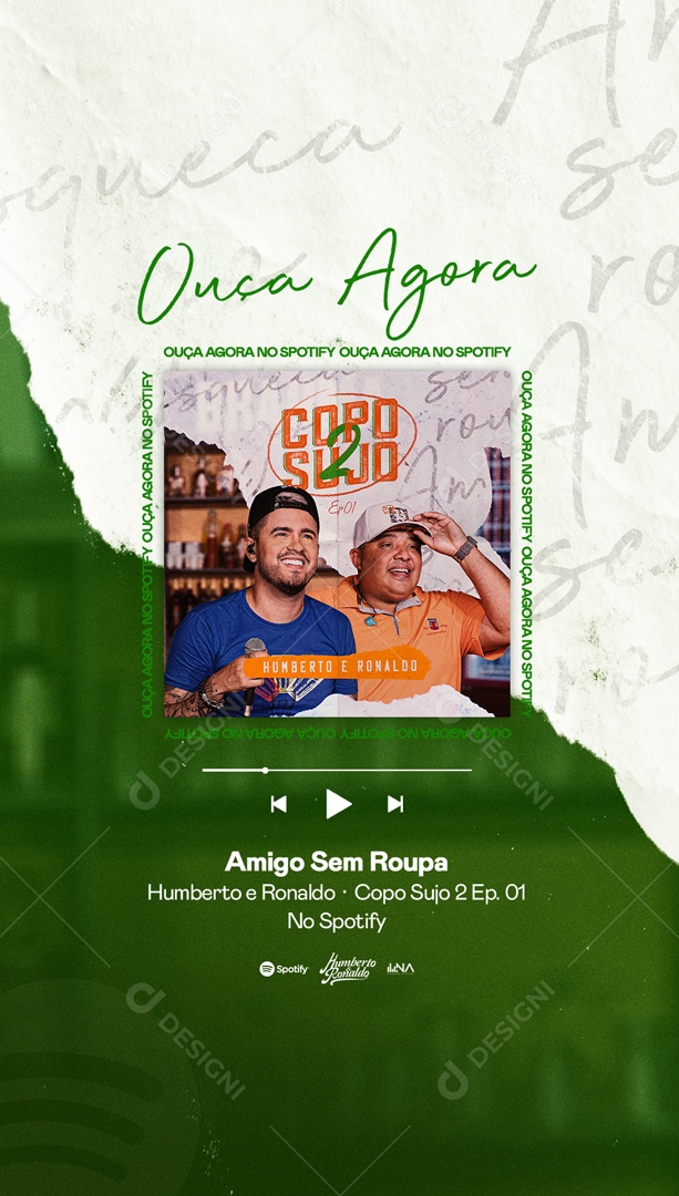 Social Media Flyer Story Ouça Agora Humberto E Ronaldo PSD Editavel