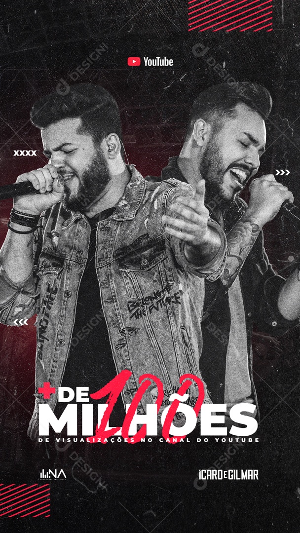 Social Media Flyer Story Mais De 100 Milhões Icaro E Gilmar Sertanejo PSD Editavel