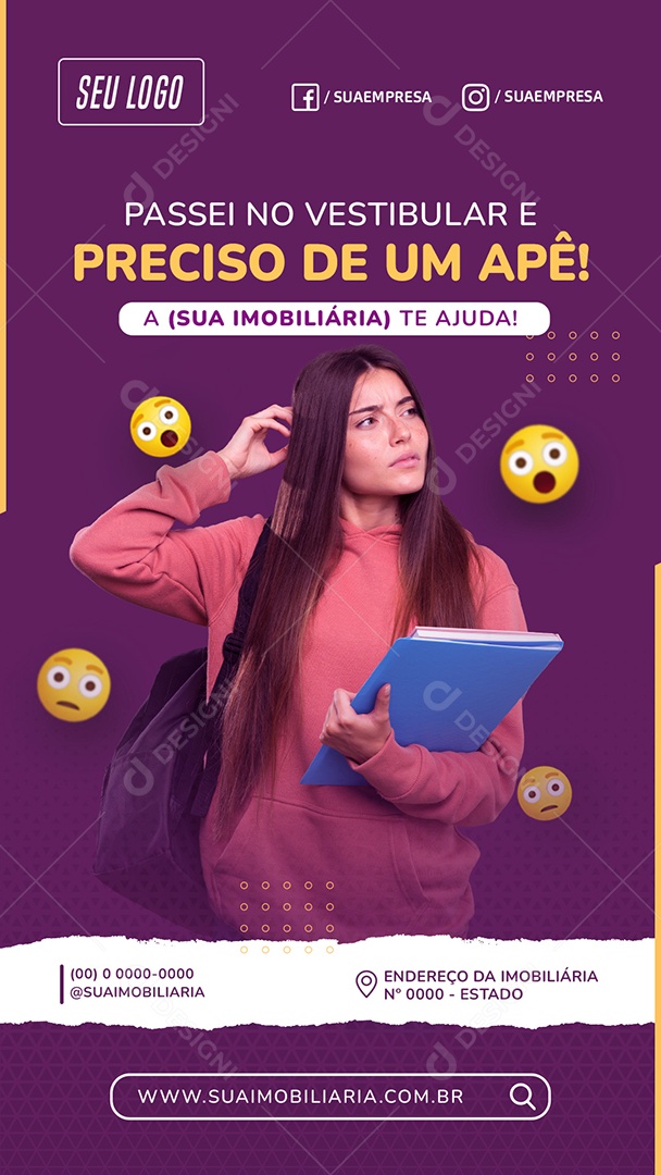 Story Passei no Vestibular e Preciso de um Apê Social Media PSD Editável