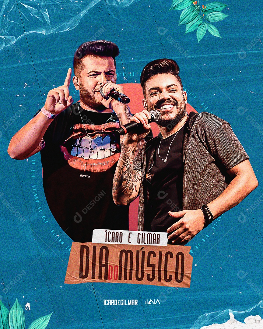 Social Media Flyer Feed Icaro E Gilmar Dia Musico PSD Editavel