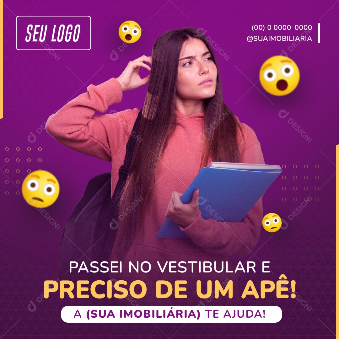 Passei no Vestibular e Preciso de um Apê Social Media PSD Editável